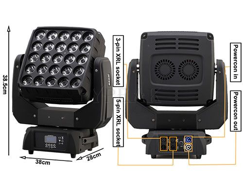 25 pieces 15w rgbw 4 in 1 matrix beam moving head light